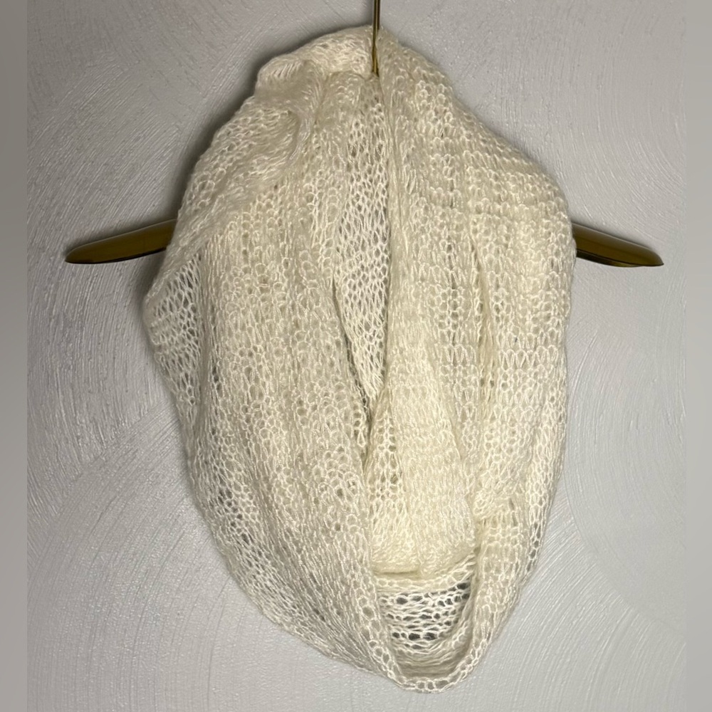 Cozy White Knit Infinity Scarf